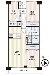 越谷ファミリータウンA棟 3LDKの間取図画像