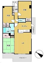 グリーンパーク鳩ヶ谷A棟 3LDKの間取図画像