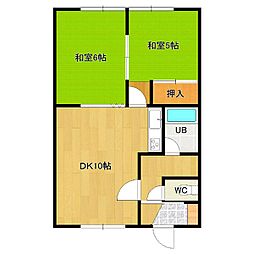 松尾マンション2号棟 2DKの間取図画像