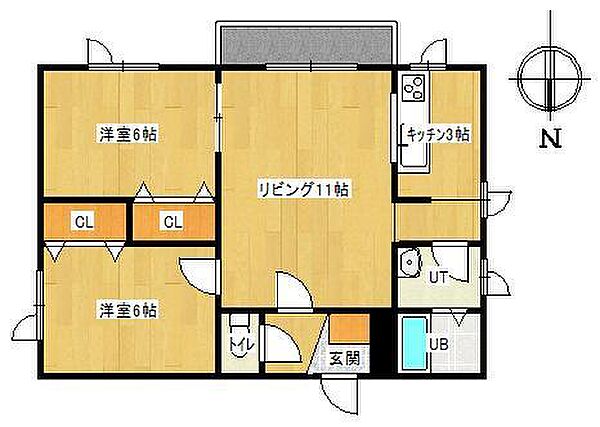 リバーサイド・ラピュタＮ B21｜北海道北見市西三輪5丁目(賃貸アパート2LDK・2階・56.70㎡)の写真 その2