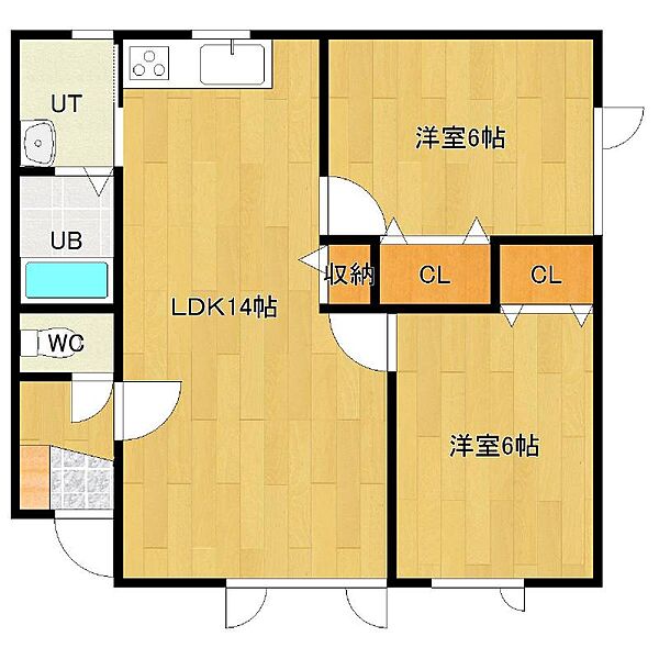 ハピネス三輪1号棟 2｜北海道北見市中央三輪4丁目(賃貸一戸建2LDK・--・55.60㎡)の写真 その2