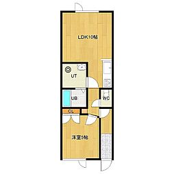 レジデンスベルビュー 1LDKの間取図画像
