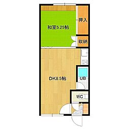 松尾マンション2号棟 1DKの間取図画像