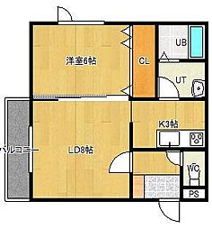 スイングラピュタ 3階1LDKの間取り