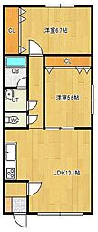 コーポKIV 2階2LDKの間取り
