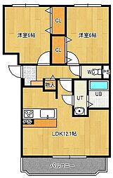 ラ・エトワール1 2LDKの間取図画像