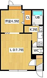 ミントヒルズ2 1LDKの間取図画像