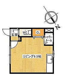 クワイエット ワンルームの間取図画像