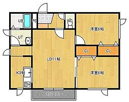 モダンラピュタ 2LDKの間取図画像