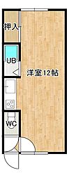 ステップカーサ2 ワンルームの間取図画像