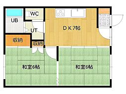 コーポはった 2DKの間取図画像