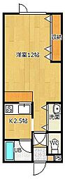 パセオ常盤A 1Kの間取図画像