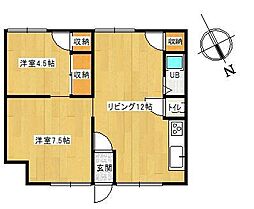 コーポピースフル 2LDKの間取図画像