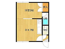 コーポ青和 1DKの間取図画像