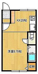 オリス田内 1Kの間取図画像