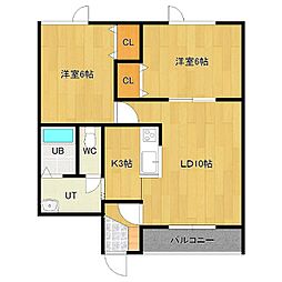 グレイス小泉1 2LDKの間取図画像