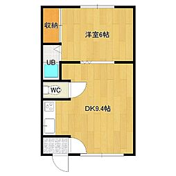 ハイツハッシュ 1DKの間取図画像