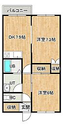 ハイツシャレード 2DKの間取図画像
