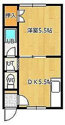 コーポYOU 1DKの間取図画像