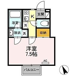 ＨＯＵＳＥしゅんざん 2階1Kの間取り