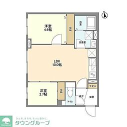 ウェルスクエア祖師ヶ谷大蔵 3階2LDKの間取り