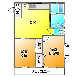 ルミエール 2階2LDKの間取り