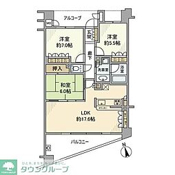 ハイコート浜田山壱丁目 1階3LDKの間取り