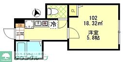 府中の森Twinkle 1階1Kの間取り