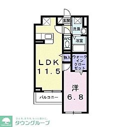アンソレイユ 2階1LDKの間取り