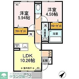 aise village 1階2LDKの間取り