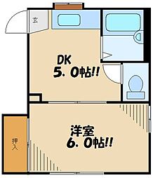 ラプラスIII 2階1DKの間取り