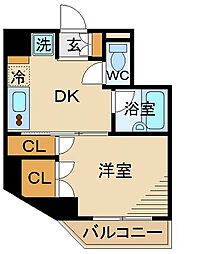 ロイヤルコート府中 4階1DKの間取り