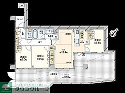 小田急小田原線 成城学園前駅 徒歩9分の賃貸マンション 地下1階3LDKの間取り