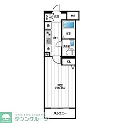 AZEST調布 4階1Kの間取り