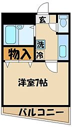 リエス成城学園前 2階1Kの間取り