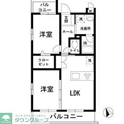 ジェメリフェリオ武蔵野Ｎ 1階2LDKの間取り