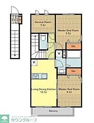 都の森II 2階2SLDKの間取り