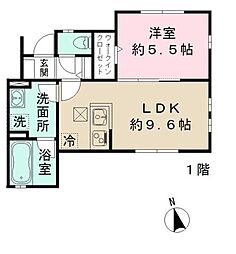 メープルガーデン 1階1LDKの間取り