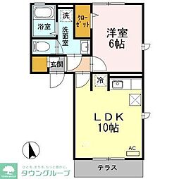コピス上の原 1階1LDKの間取り