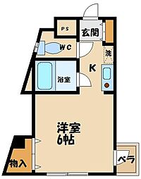 アンジェ調布 3階1Kの間取り