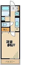 桜プレイス 1階1Kの間取り