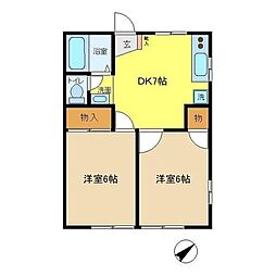 カーサスズキ 2DKの間取図画像