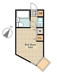エムディオ三鷹台 ワンルームの間取図画像