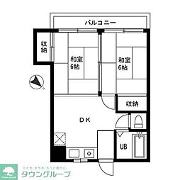 第2浜中マンション 2DKの間取図画像