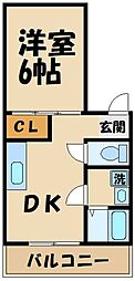 三鷹セントラルハイツ 1DKの間取図画像