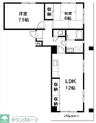パインクレスト調布 2LDKの間取図画像