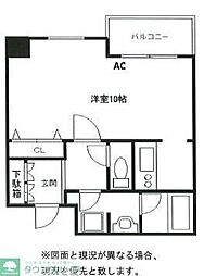 クールセリシエ 1Kの間取図画像
