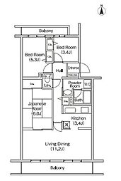 フィール天神町2号館 3LDKの間取図画像