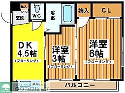 椿ビル 1Kの間取図画像