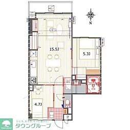 グリーンウッド大蔵 2LDKの間取図画像
